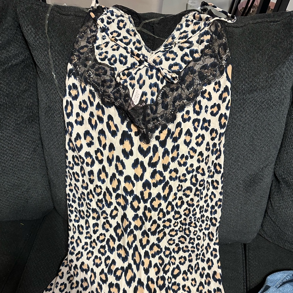 Leopard Print Lace Trim Dress